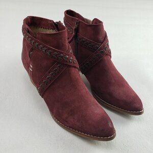 MTNG Suede Ankle Boot Womens 10 EU 41 Red Side Zip Western Boho Made in Spain